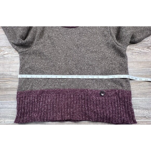 River Road Sweater Womens L Lambs Wool Brown/Burgundy Boxy Fit Cozy Cabincore - Picture 8 of 12